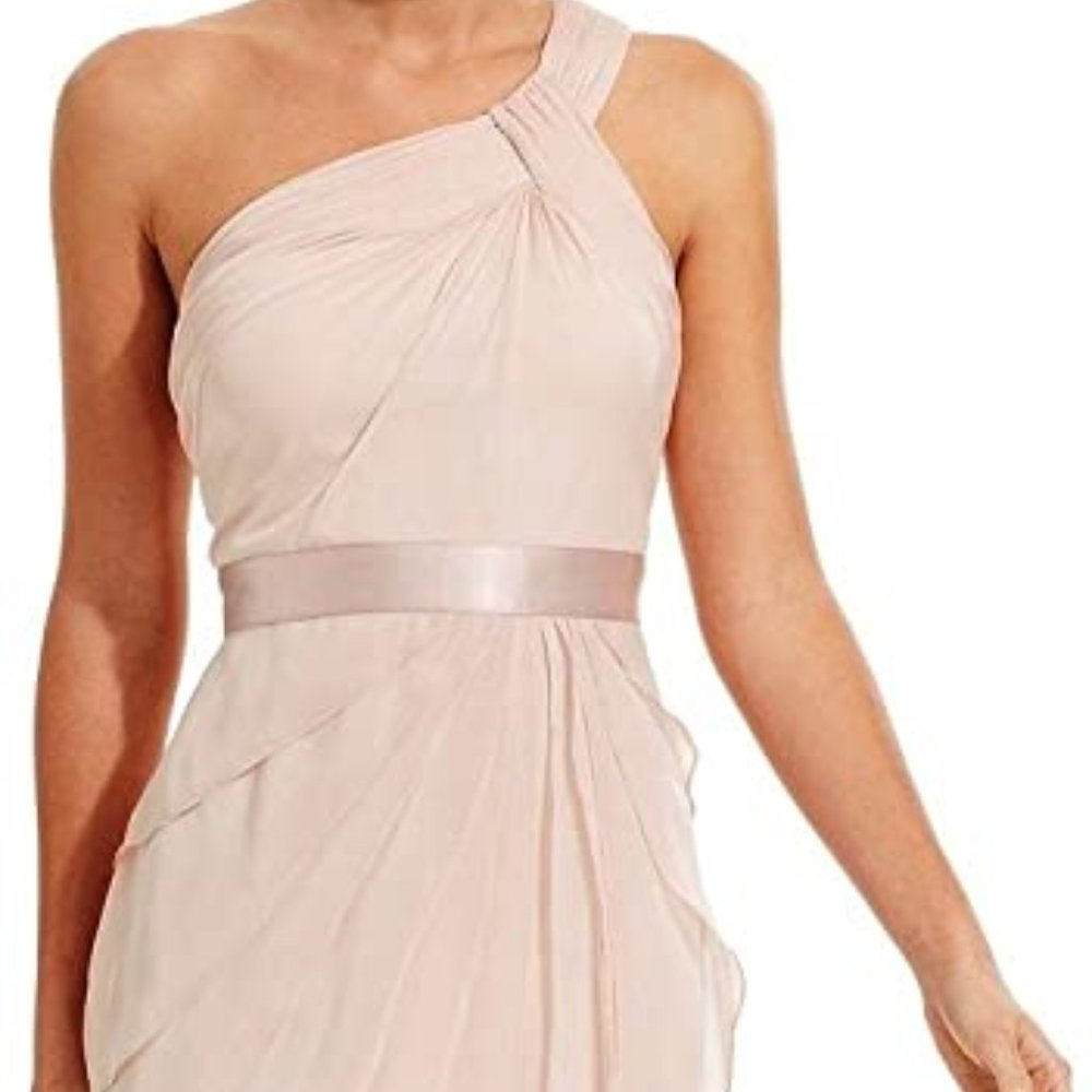 Adrianna Papell Womens Tiered One Shoulder Cocktail Dress